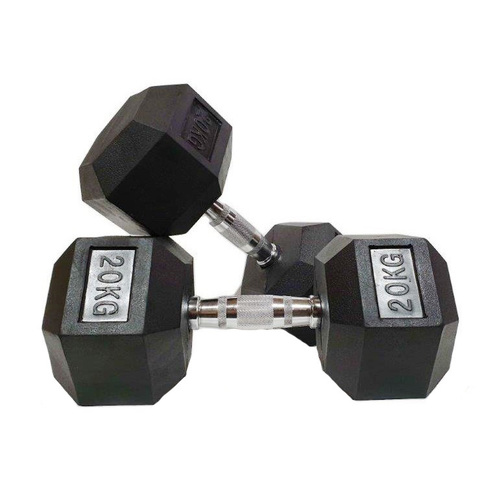 KBA Hex Rubber Dumbbells 20KG PAIR
